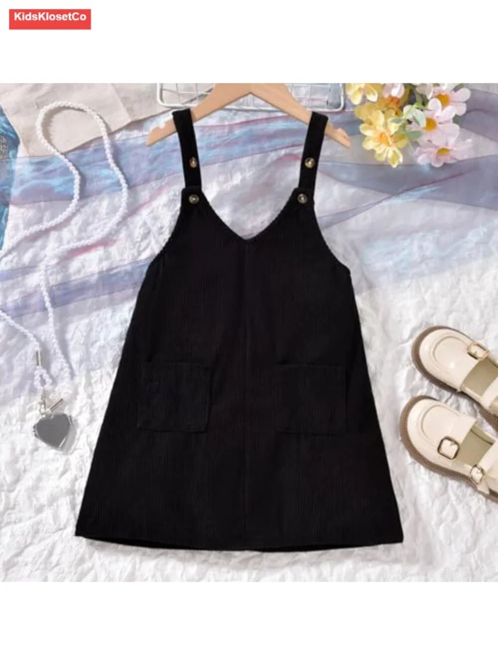 Toddler Girl Corduroy Pinafore Overall Dress Set 2-7 Years